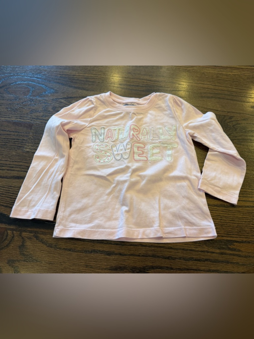 GAP Light Pink "Naturally Sweet" Long Sleeve Tee